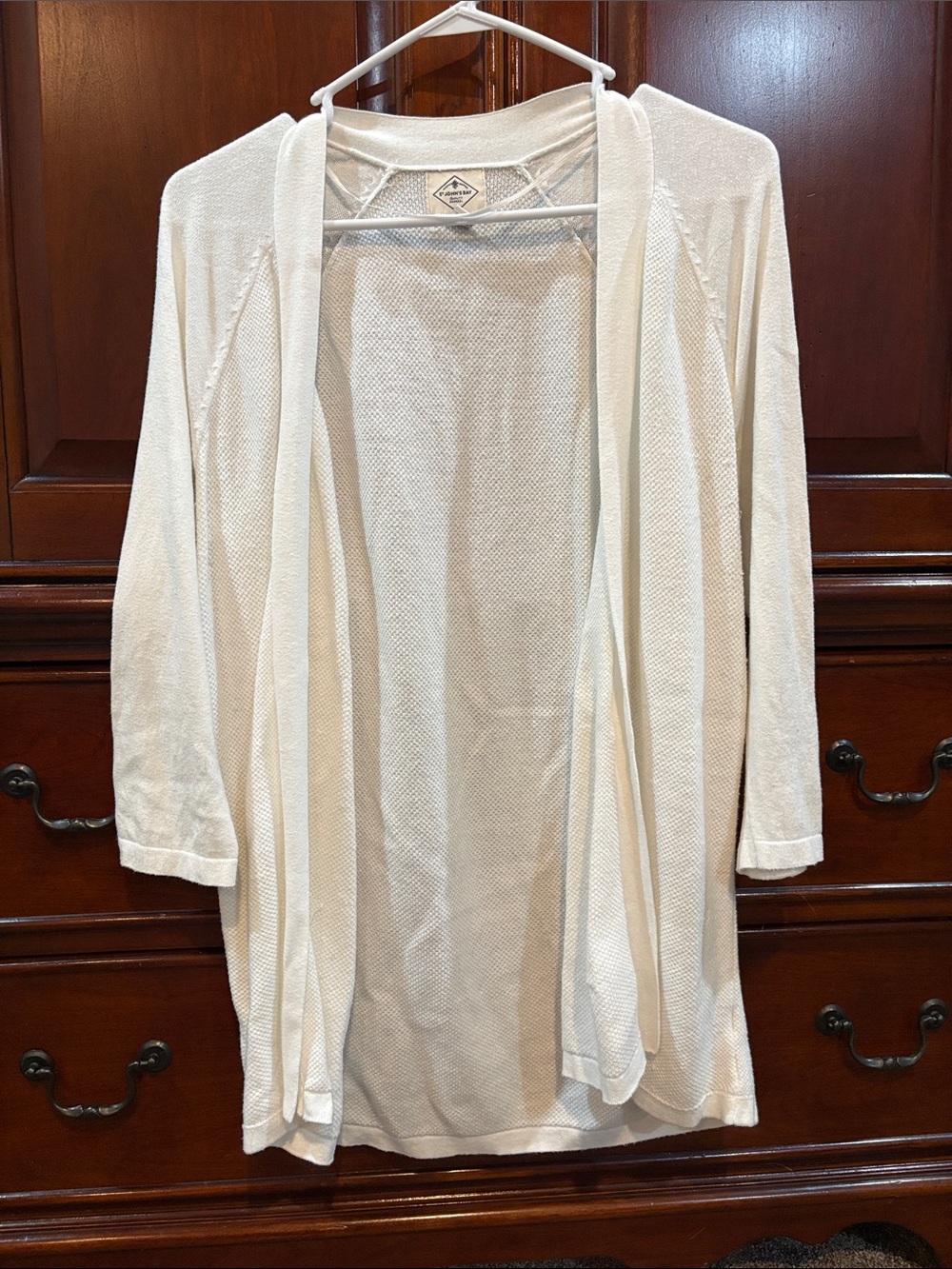 St. John's Bay Cream Open-Front Lightweight Cardigan